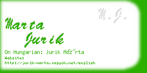 marta jurik business card